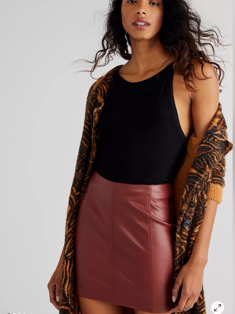 Free People Structured Faux Leather Mini Skirt Sz 0 Double Dare
